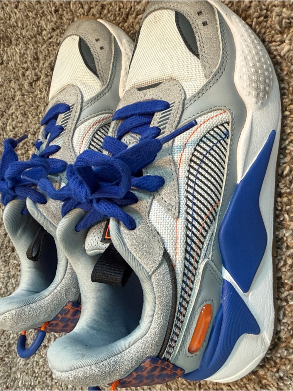 Puma Kids Sneakers - Blue, Gray & White with Orange Accents